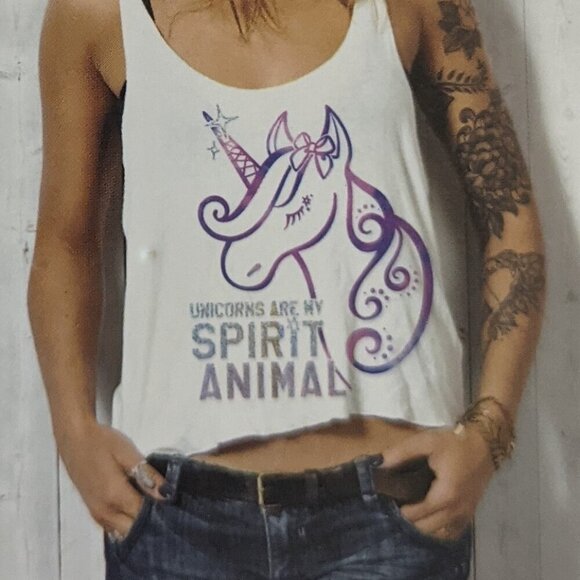 NWT 'Unicorns Are My Spirit Animal' T-Shirt Iron On Transfer My Vibes Summer DIY - Picture 2 of 9